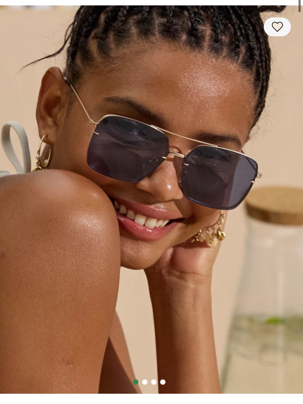 Aerie Gold Frame Sunglasses with Dark Blue Lenses